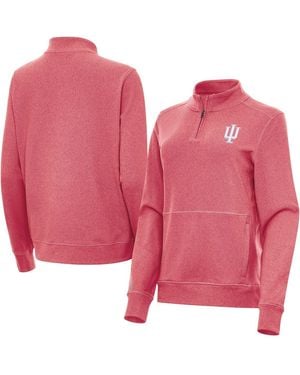 Antigua Heather Crimson Indiana Hoosiers Crush Quarter-zip Jacket - Pink