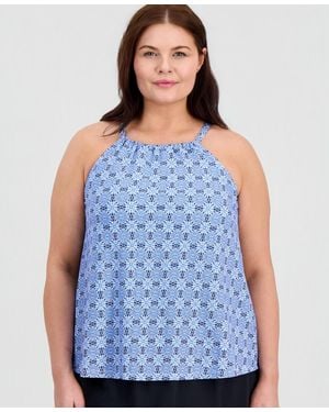 Island Escape Plus Size Cali Tankini Top - Blue