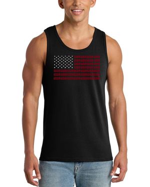 LA Pop Art American Flag Word Art Graphic Tank Top - Black