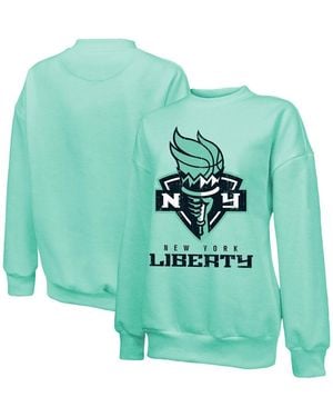 Majestic New York Liberty Primary Logo Drop Shoulder Tri-blend Pullover Sweatshirt - Green