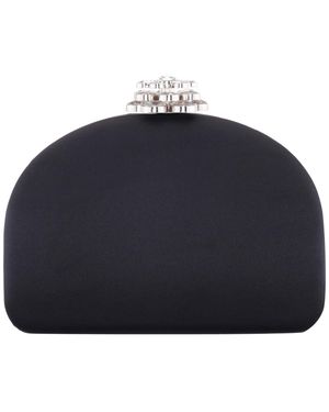 Nina Crystal Flower Clasp Minaudiere Mini Handbag - Blue