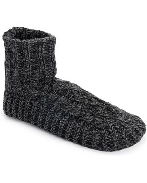 Muk Luks Cabled Boot Acrylic Slippers - Black