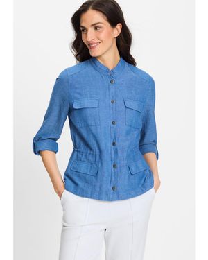 Olsen Collarless Safari Jacket - Blue