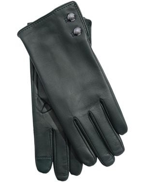 Ralph Lauren Two Button Leather Touch Gloves - Gray