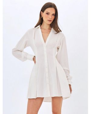 Miss Circle Nanette Lyocell Poplin Shirt Mini Dress - White