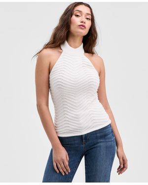 Guess Serina Chevron-ribbed Halter Sweater - White