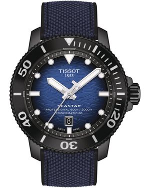 Tissot Seastar 2000 Professional Powermatic 80 Automatic Two-tone Rubber Strap Watch 46mm - Black