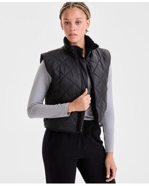 ID Ideology Reversible Sherpa Zip-front Vest - Black
