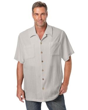 Kingsize Big & Tall Gauze Camp Shirt - Gray