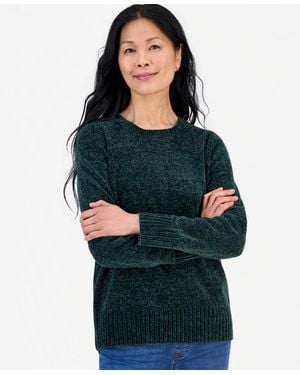 Style & Co. Crewneck Chenille Long-sleeve Sweater - Green