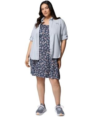 Columbia Pfg Plus Size Active Printed Freezer Iii Dress - Blue