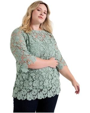 June + Vie June + Vie June + Vie Allover Lace Top - Blue