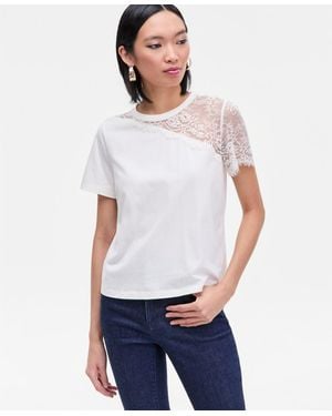 INC International Concepts Lace-shoulder T-shirt - White