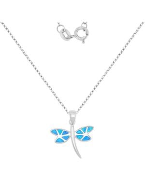Macy's Sterling Silver Dragonfly Pendant Necklace - White