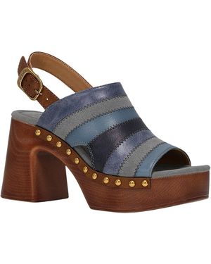 FRYE and CO Wylie Patchwork Round Toe Sandals - Blue