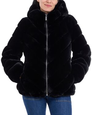 Michael Kors Michael Petite Hooded Faux-fur Coat - Black