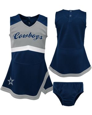Outerstuff Girls Preschool Navy Dallas Cowboys Two-piece Cheer Captain Sweater Dress - Blue