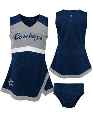 Outerstuff Girls Preschool Navy Dallas Cowboys Two-piece Cheer Captain Sweater Dress - Blue