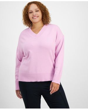 On 34th Trendy Plus Size V-neck Sweater - Purple