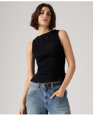 Levi's Bella Smocked Boat Neck Top - Blue