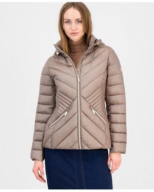 Michael Kors Hooded Packable Puffer Coat - Natural