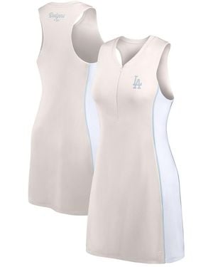 Fanatics Cream Los Angeles Dodgers Studio Boost Athletic Half-zip Dress - White