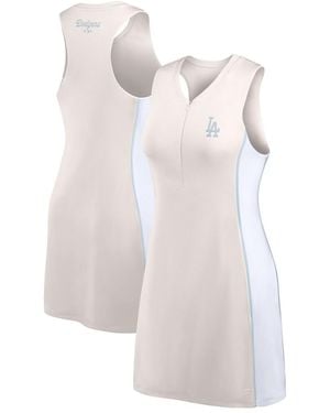 Fanatics Cream Los Angeles Dodgers Studio Boost Athletic Half-zip Dress - White