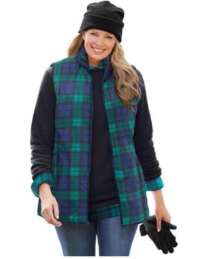Woman Within Plus Size Quilted Vest - Blue