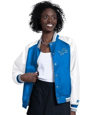 Starter Blue/white Detroit Lions Raglan Blitz Full-snap Varsity Jacket