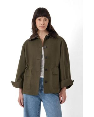 Hush Leopard Collar Barn Jacket - Brown