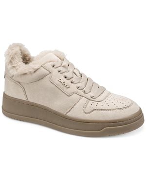 DKNY Autumn Fur Lace-up Sneakers - White
