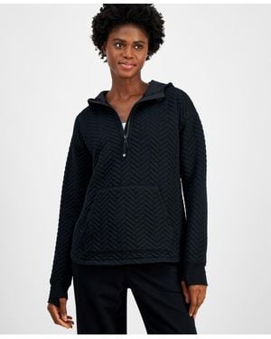 ID Ideology Relaxed Quilted Quarter-zip Hoodie - Blue
