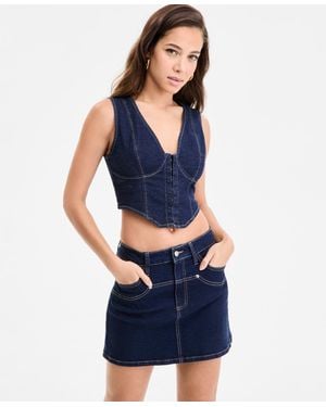 BarIII Denim Corset Top - Blue