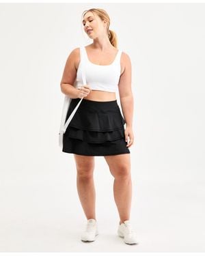 ID Ideology Plus Size Tiered Flounced Skort - Black