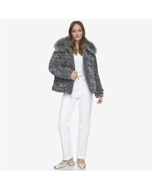 Andrew Marc Black Label Charleroi Crushed Velvet Down Puffer - Gray