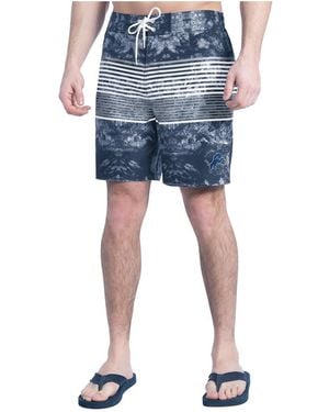 G-III 4Her by Carl Banks Navy/gray Detroit Lions Horizon Volley Swim Shorts - Blue