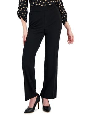 Anne Klein Essentials Ak Anne Klein Petite Pull-on Straight-leg Pants - Black