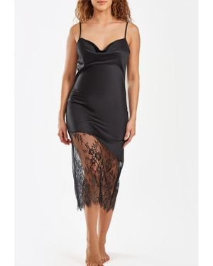 iCollection Jeanie Satin Gown - Black