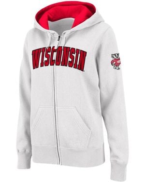 Stadium Athletic Wisconsin Badgers Arched Name Full-zip Hoodie - White