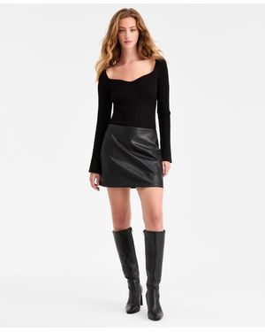 BarIII Faux-leather Fitted Mini Skirt - Black