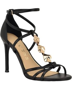 Guess Chaella Embelished Strappy Stilleto Dress Sandals - Black