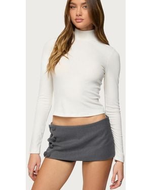 Edikted Saskia Fitted Ribbed Turtle Neck Top - White