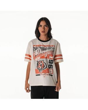 The Wild Collective Cincinnati Bengals Vintage Drop Shoulder Oversized Boyfriend T-shirt - White