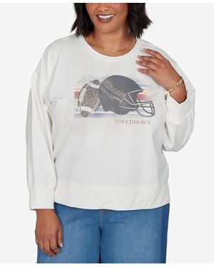 Ruby Rd. Plus Size Football Graphic Terry Sweatshirt - Gray