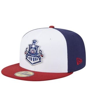 KTZ White/red Round Rock Express Authentic Collection 59fifty Fitted Hat - Blue