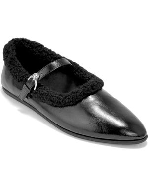 Aerosoles Petra Fur Mary Jane Flats - Black