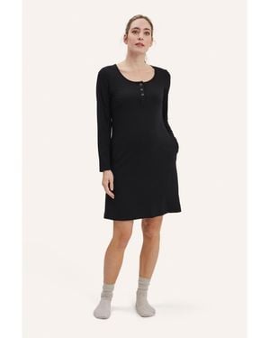 Nom Maternity Heart On My Sleeve Maternity & Nursing Nightgown - Black