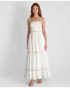 French Connection Square-neck Cambria Contrast Trim Maxi Dress - White