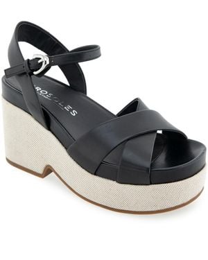 Aerosoles Chabella Round Toe Platform Sandals - Black