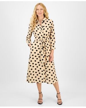 Julia Jordan Dot-print Tie-waist Shirtdress - Metallic